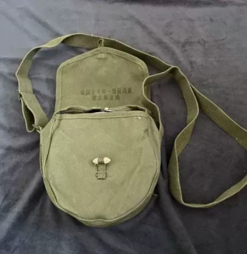 Vintage Military Surplus Type 56 Ammo Drum Bag with Quotations from the 1970s, Canvas Crossbody Liberation Bag