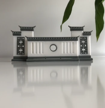 Chinese Antique-Style Miniature Huizhou Horse-Head Wall, Creative Ancient Architecture Assembly Ornament, Resin Model of Traditional Building Landscape