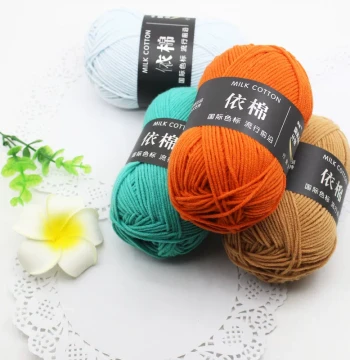 Baby 4-Ply Milk Cotton Self-Knit Scarf Medium-Thick Yarn Ball Blanket Crochet DIY Wool Hand-Knitting Material Bag.