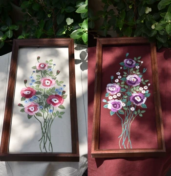 Rose & Pinecone Original DIY Embroidery Kit - European Floral Intangible Heritage Home Wall Art Set
