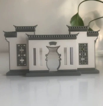 Miniature Landscape Half-Moon Wall Model - Traditional Chinese Architecture for Terrarium & Desktop Display