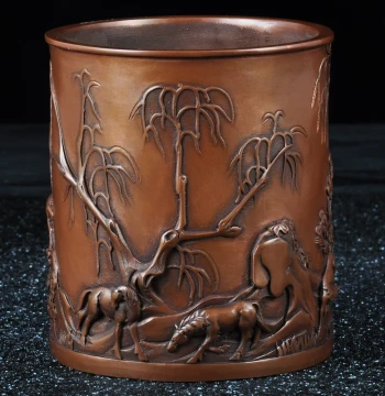Purple Copper Steed Pen Holder Ornament; Four Treasures of the Study Decor for Desk; Commemorative Gift for Teachers and Colleagues