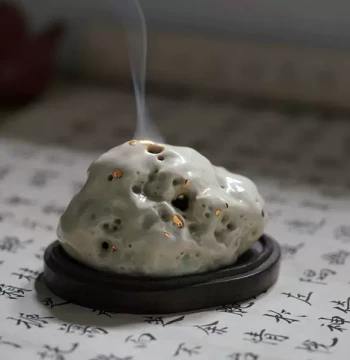 Handmade Ceramic Taihu Stone Incense Burner Coil Incense Cloud Incense Rockery Ornament Indoor Home Study Decor Literati Tower Incense Burner