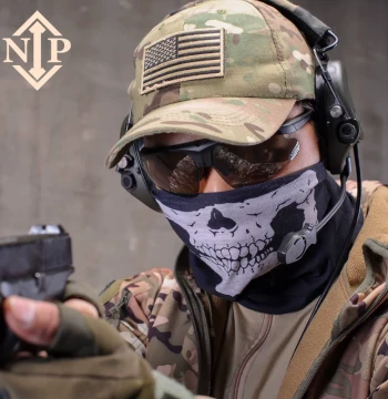 Tactical Mask Versatile Magic Headscarf Neck Gaiter Seamless Multi-Function Face Towel for Cycling, Skull Ghost Game Prop