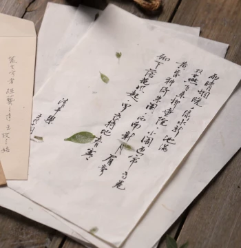 21DOES Botanical Letter Paper Vintage Envelope Handmade Floral Xuan Paper Red Flower Tea Calligraphy Brush Practice