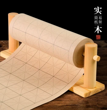 Dashan Bark Paper Solid Wood Long Scroll Xuan Paper Roll Holder, 100-Meter Long Scroll Four Treasures of the Study Scroll Calligraphy Children's Chinese Painting Storage Rack, Study Desktop Ornament Dedicated Stand for Writing with Brush Pens