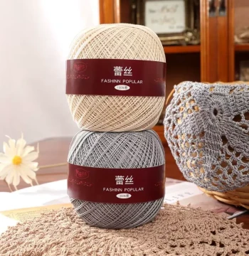 High-Twist No. 6 Lace Thread, 100% Cotton Medium-Fine Crochet Yarn for DIY Summer Short-Sleeve Projects