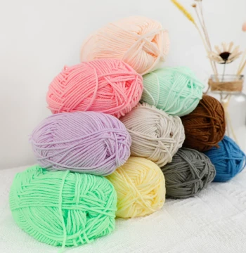 4-Ply Milk Cotton Yarn for Dolls, Medium-Weight Handmade DIY Knitting Scarf, Crochet Slipper and Bag Material Ball