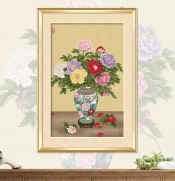 ks Cross Stitch 2026 New Arrival Wealth and Peace Peony Handmade DIY Cotton Thread Kit Living Room Bedroom Wall Art