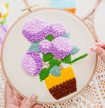 Handmade Embroidery DIY Kit for Adults, Wool Yarn European-Style 3D Knitted Bouquet Fabric Set