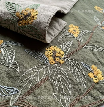 Original Zen-Style Loquat Embroidery Traditional Tea Mat Beginner DIY Hand-Stitching Kit