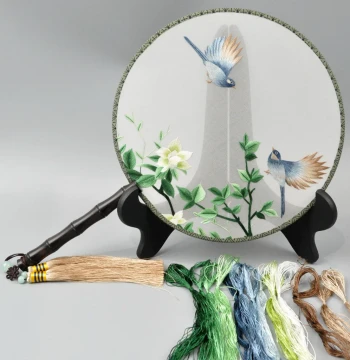 Suzhou Embroidery Handmade DIY Fan Kit for Beginners, Includes Guidance Group, Suitable for Novices, Double-Sided Embroidery Round Fan Materials