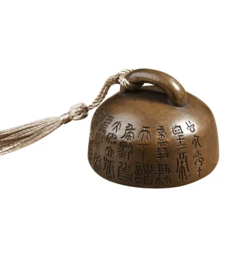 Xiling Scholar's Studio Brass Paperweight. Antique-Style Bronze Ornament Featuring Qin Shi Huang's Edict. Metal Desk Weight for Study Tables.