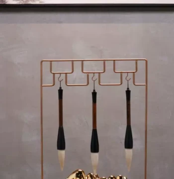 New Chinese Modern Study & Office Calligraphy Brush Holder Ornament - Creative Desktop Soft Decor for Model Rooms