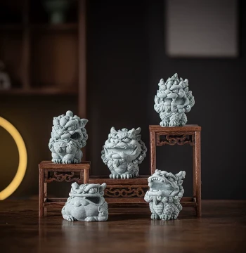 Creative Auspicious Beasts Brush Rest and Paperweight Set: Qilin, Money Toad, and Pixiu for Study Desk Decor