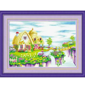 DIY Cross-Stitch Material Kit, Handmade Fabric Craft, New Collection, Fairy Mountain Jade Pavilion