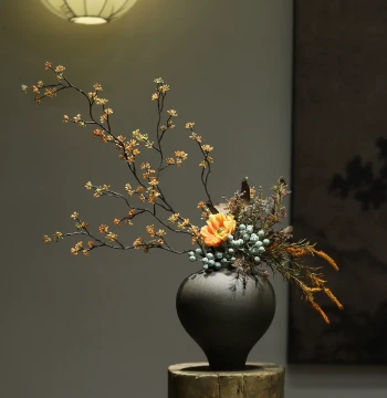 Song Dynasty Aesthetic Ceramic Vase: Premium Ikebana Zen Decor for Homestays and Entryways