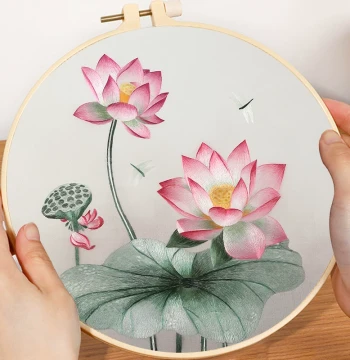 Su Embroidery DIY Kit Beginner Handmade Embroidery Self-Stitch Material Pack New Chinese Style Stitch Pattern Silk Thread Lotus