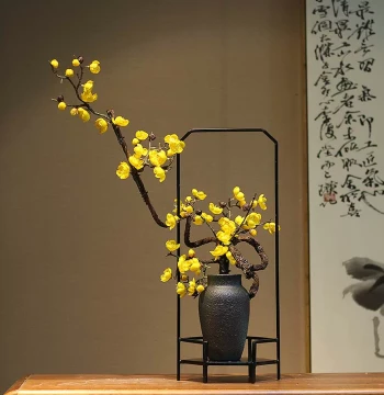 Chinese Retro Ceramic Wintersweet Flower Art Vase, Living Room TV Cabinet Entryway Decor, Showroom Desktop Ornament