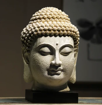 New Chinese Zen Buddha Head Ornament: Vintage-Style Resin Statue for Peace, Living Room, Entryway, Tea Room, and Hotel Decor