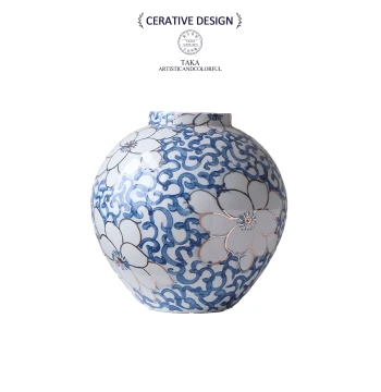 Jingdezhen Ceramic Vase, Blue and White Porcelain, Song Dynasty Aesthetics, Chinese Retro Living Room Flower Arrangement, Luxury Decor
