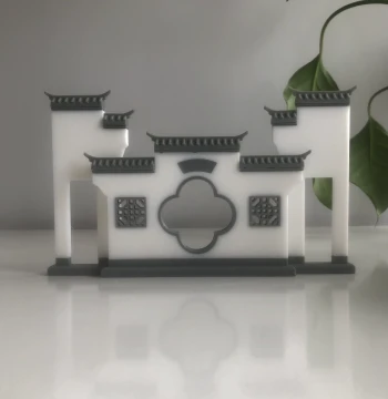 Antique-Style Creative Miniature Landscape - Resin Model of Traditional Chinese Rockery, Architecture, and Flower Windows for Desktop Decor