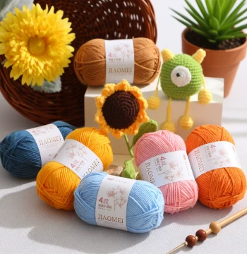 4-Ply Combed Milk Cotton Yarn Ball for Crochet, Knitting, DIY Dolls, Baby Bouquets, and Scarves