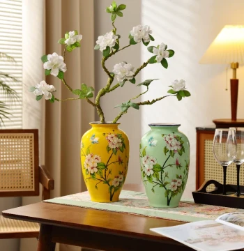 Instagram-Style Large-Opening New Chinese Retro Living Room Flower Arrangement Home Water-Grown Display Ceramic Jingdezhen Porcelain Vase