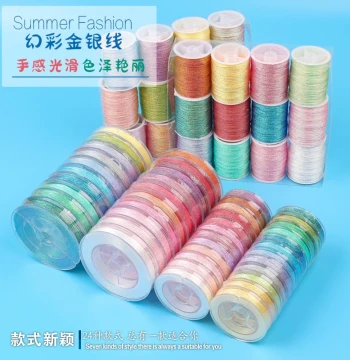 6-Strand Iridescent Gold and Silver Thread, Chameleon Braided Cord for DIY Necklace and Bracelet Making