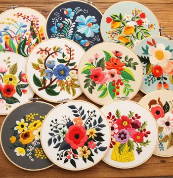 Hand Embroidery DIY Kit: Floral Hanging Painting (Not Punch Needle), Lu Embroidery Cross-Border Amazon English Needlework Set