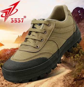 3537 Authentic Liberation Shoes for Men Anti-Slip Wear-Resistant Work Safety Rubber Shoes Low-Top Hiking Mountaineering Canvas Yellow Sneakers