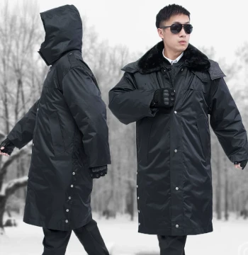 Winter Long Cotton Military Coat Men Thickened Multi-function Security Work Cold-proof Cotton Jacket Labor Protection Northeast Big Cotton Coat Women