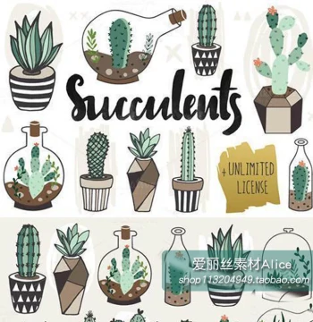 [173] Cute Cartoon Cactus and Succulent Potted Plant Illustration – Miniature Landscape AI Vector Design Asset
