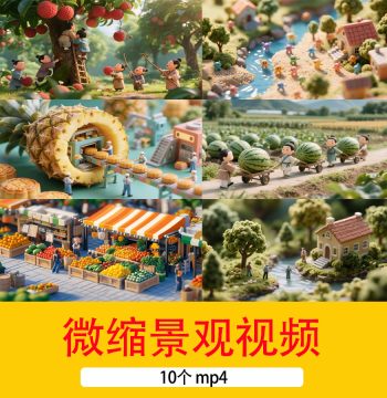 Miniature Landscape Character Cartoon Animation Video - Scaled-Down Figures in Lilliput Work Scene Dynamic Background Video