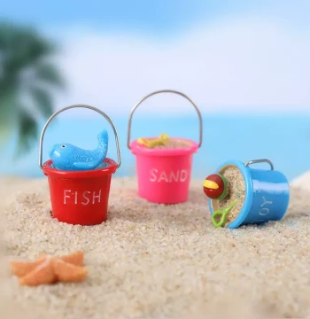 Moss Micro Landscape Ornament Beach Bucket DIY Seascape Sand Table Model Materials Miniature Food Play Dollhouse Accessories