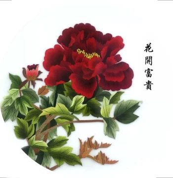 Su Embroidery DIY Beginner Kit: Red Peony Stitch Pattern, Handmade Embroidery Self-Learning Decorative Art (Not Finished Product)