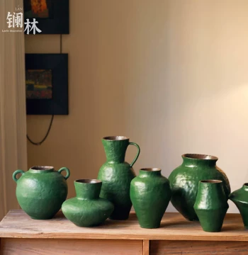 New Chinese Retro Green Ceramic Vase Set - Premium Home, Homestay, and Hotel Decor with Sophisticated Ambiance