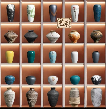 Chinese Style Retro Ceramic Vase Set - Classical Home & Hotel Display Shelf Flower Arrangement Craft Decor