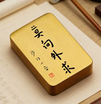 Brass Paperweight with Master Hongyi's Calligraphy 'Do Not Seek Outside' – Custom Engraved Desk Ornament for Study