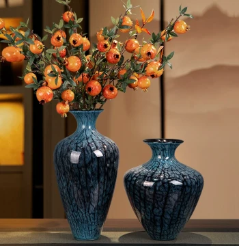 New Chinese-Style Retro Large Vase – Ceramic Enamel Finish, Luxury Entryway or Living Room Decor for Flower Arrangements