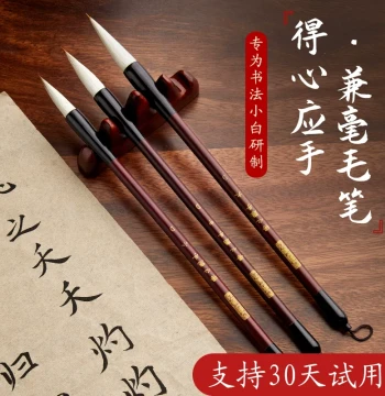 Liupintang Mixed-Hair Brush Set for Beginners - Professional Wolf and Goat Hair Brushes for Kids and Adults, Ideal for Small Regular Script, Chinese Painting, and Character Practice