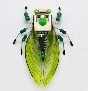 Electronic Cicada Bionic Mechanical Insect 3D Metal Assembly Toy Stress-Relief DIY Desktop Ornament