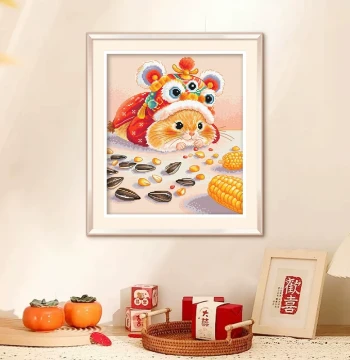 KS Cross-Stitch Lion-Headed Hamster 2026 New DIY Kit for Beginners, Festive Design
