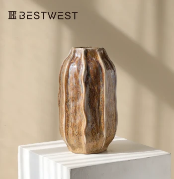 Vintage Ceramic Vase, Light Luxury Decor for Living Room and Dining Table, Chinese Wabi-Sabi Style