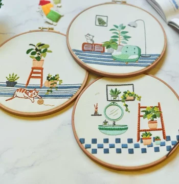 Premium Leisure Cross-Stitch Kit - Hand Embroidery DIY Material Pack with Small Cotton Fine-Weave Canvas for Decorative Display