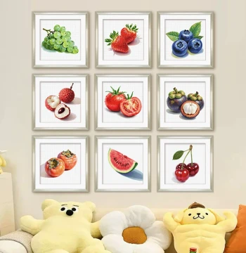 ks Cross-Stitch Foodie Series: Fruit Zongzi DIY Cotton Thread Kit for Hand Embroidery