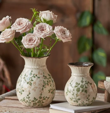 New Vintage Floral Ceramic Vase for Living Room - Fresh or Dried Flower Arrangement, New Chinese Style Home Decor