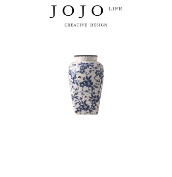 JOJO'S L. PD.Quietly. Vase - Vintage Chinese Ice-Crackle Blue and White Porcelain Ornament | Quietly