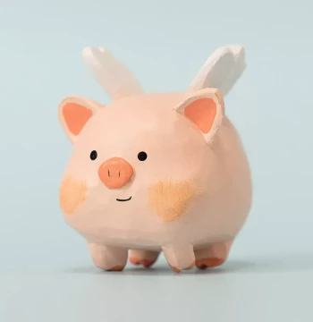 BIABIA Original Wood-Carved Pig Desktop Ornament, Cute Handmade Doll, Birthday Gift, Healing Style Decorative Present