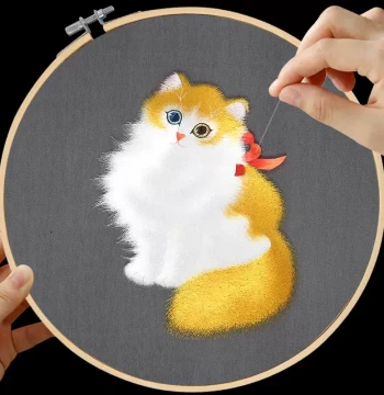 Suzhou Embroidery DIY Kit for Beginners – New Chinese Style with Silk Thread and Yellow Cat Pattern